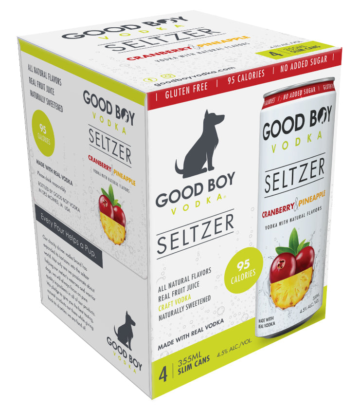 Good Boy Vodka Cocktail - Cranberry & Pineapple 4pk – Big Thirst