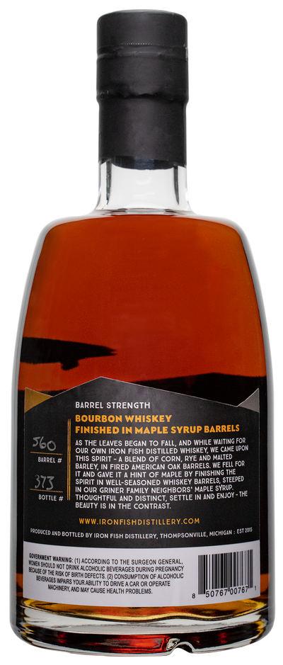 Barrel Strength Bourbon Whiskey Finished in Maple Syrup Barrels