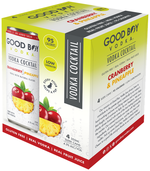 Good Boy Vodka Cocktail Cranberry & Pineapple 4pk - Presale – Big